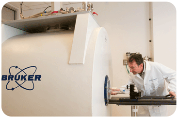 researcher using high field small bore Bruker scanner
