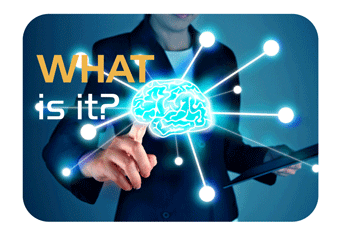 Image of brain floating in fromt of a person